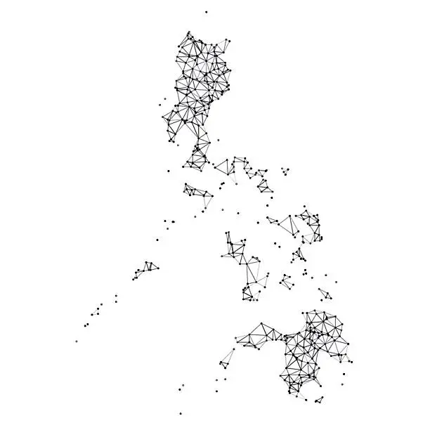 Vector illustration of Philippines Map Network Black And White