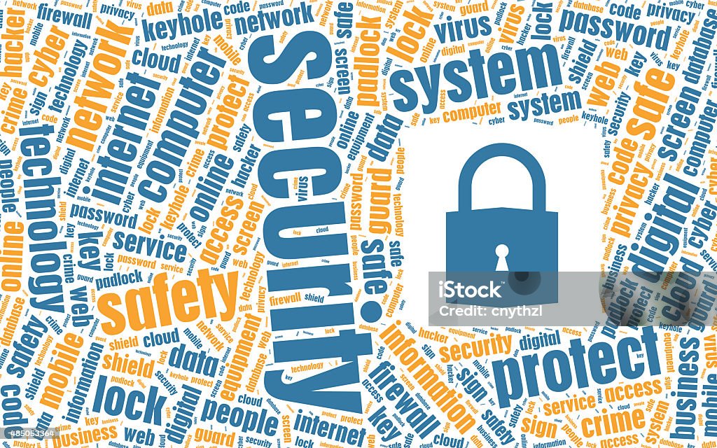 Security Concept in Tag Cloud Digitally Generated Image stock illustration
