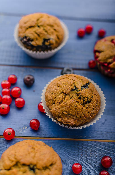 istock Homemade healthy muffins with fruit 485053686