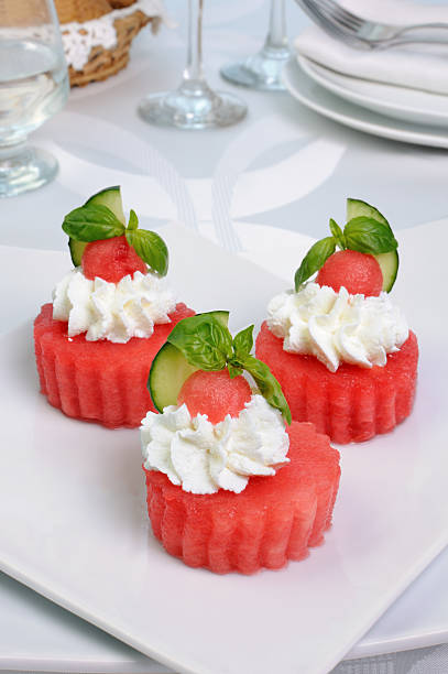istock Appetizer of watermelon with ricotta 485059572