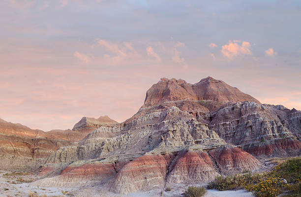istock The Eroded Mountains of the Badlands at Sunset 485059848