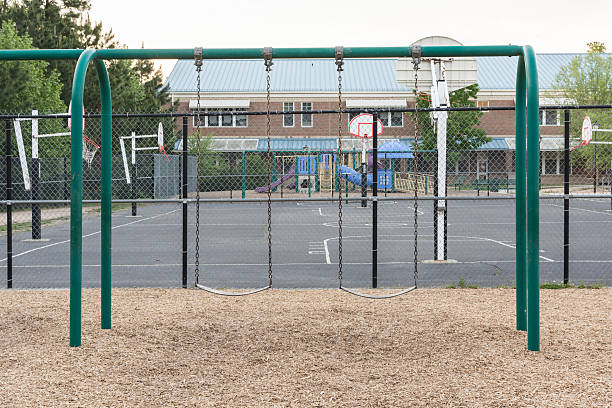 istock Swing playground for young kids and children 485060064