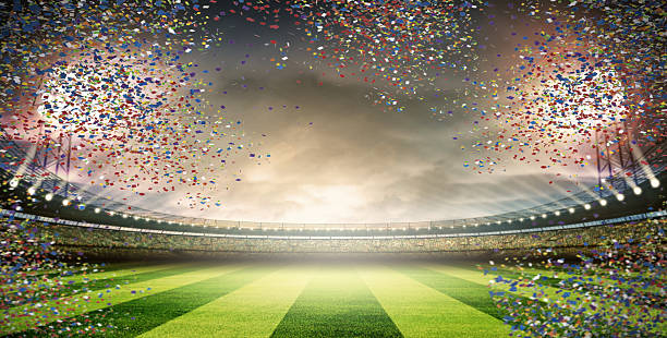 stadio con coriandoli - decoration fun in a row vibrant color foto e immagini stock