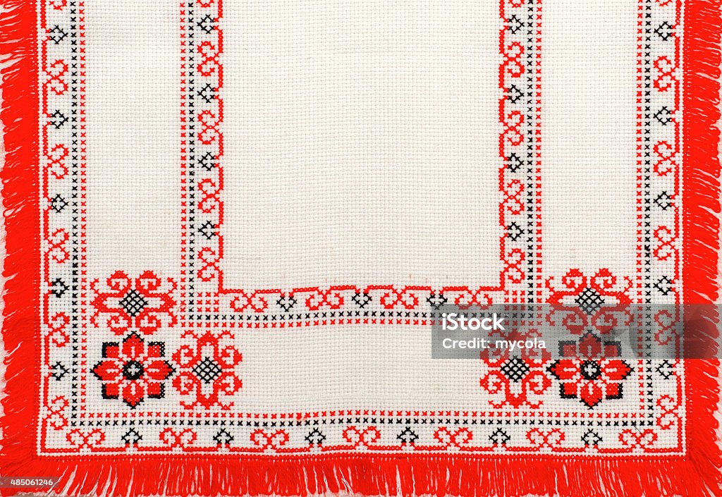 embroidered good by cross-stitch pattern embroidered good by cross-stitch pattern. ukrainian ethnic ornament 2015 Stock Photo