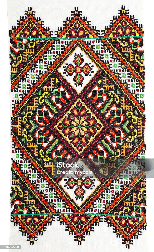 embroidered good by cross-stitch pattern embroidered good by cross-stitch pattern. ukrainian ethnic ornament 2015 Stock Photo