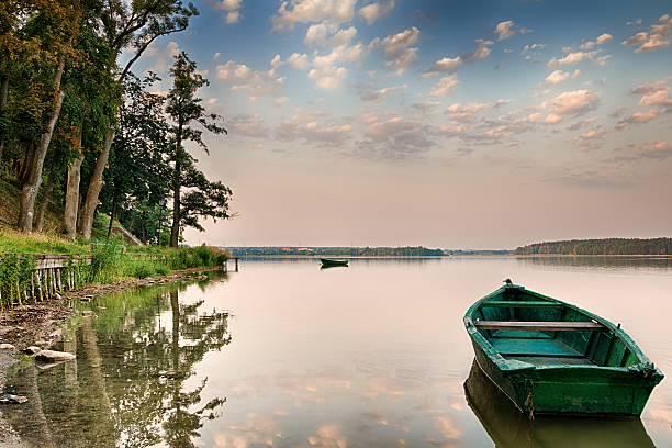 istock rowing boat on the Lake Elk 485067856