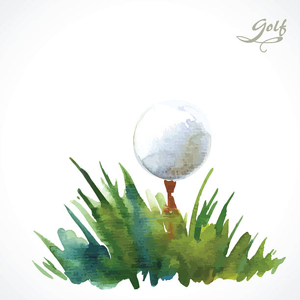 istock Watercolor poster with the inscription golf. 485071172