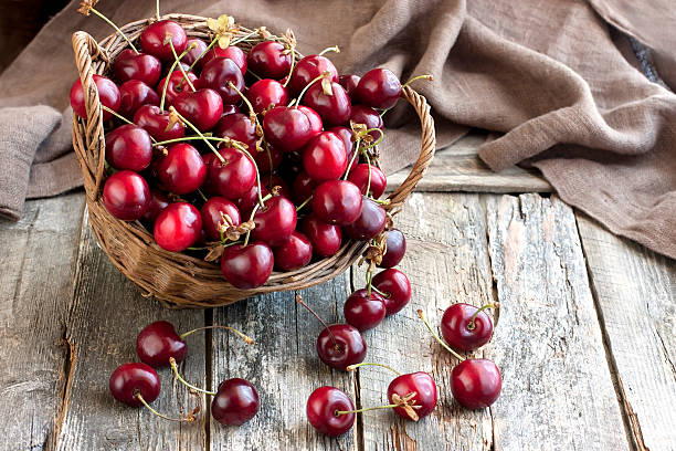 istock Sweet cherries in  basket 485071392