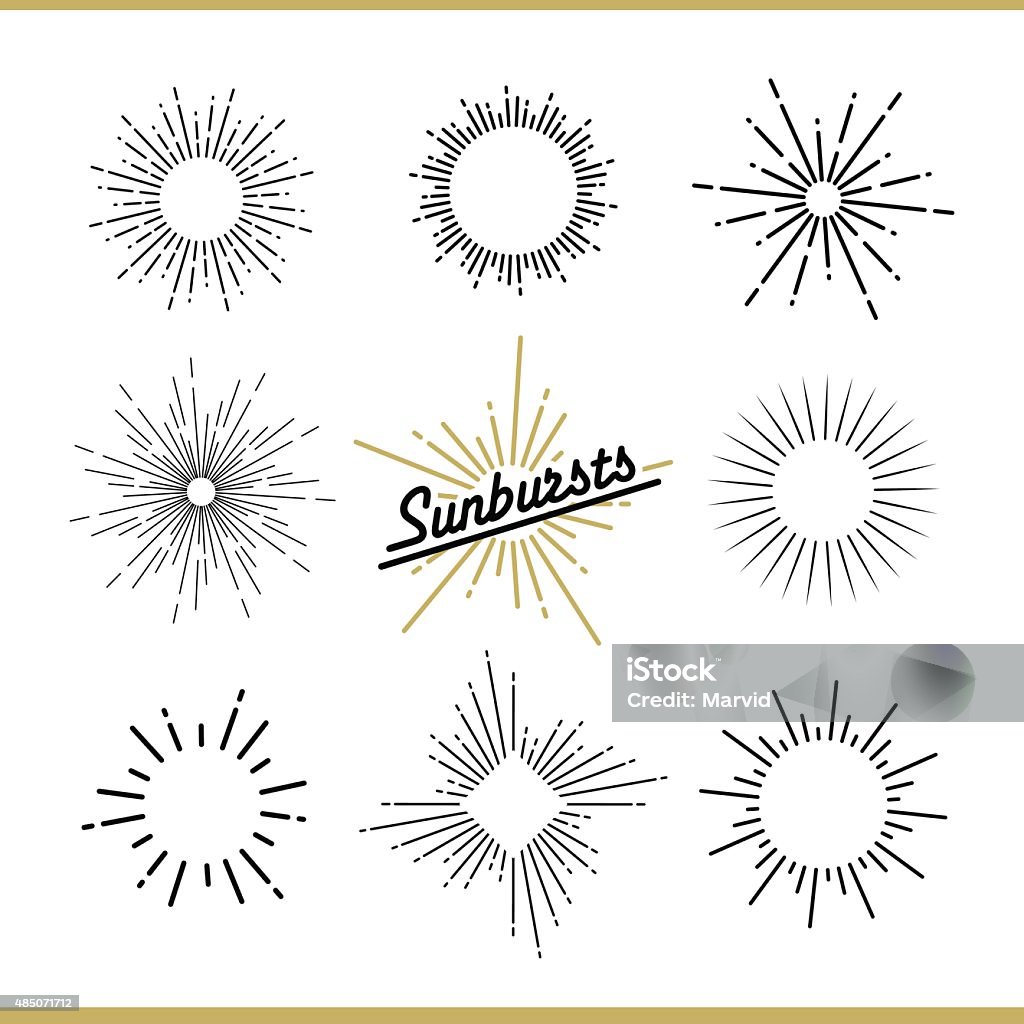 Set mit sunburst design-Elemente für Karten, logos und Marken - Lizenzfrei Sonnenstrahl Vektorgrafik