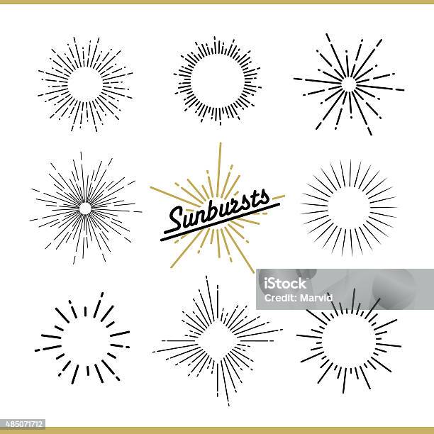 Set Mit Sunburst Designelemente Für Karten Logos Und Marken Stock Vektor Art und mehr Bilder von Sonnenstrahl