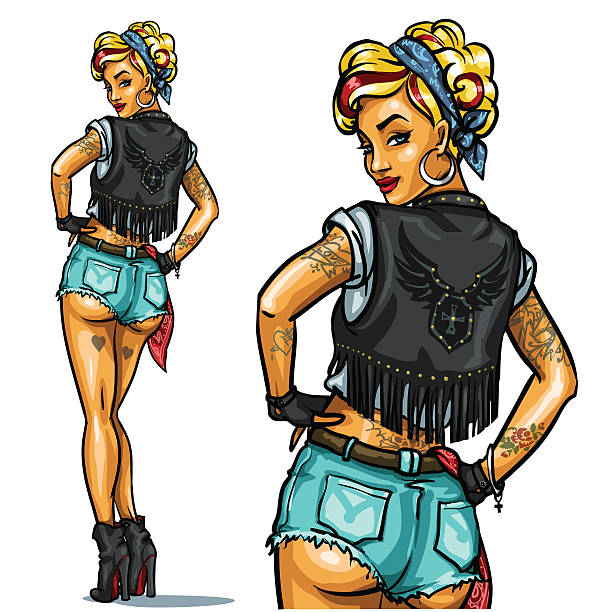 wunderschöne pin-up-mädchen, isoliert auf weiss - pin up stock-grafiken, -clipart, -cartoons und -symbole