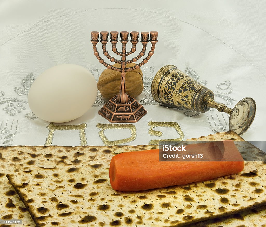 Attributes of Jewish Passover Seder Passover is one of the main Jewish holidays Backgrounds Stock Photo