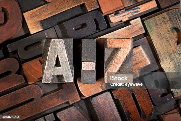 Letters Az Written With Antique Letterpress Type Stock Photo - Download Image Now - Alphabet, Alphabetical Order, Antique