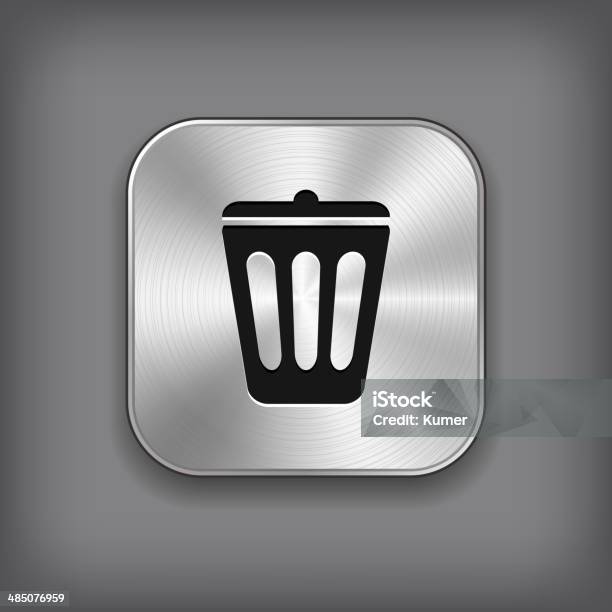 O Caixote Do Lixo Ícone Botão De Metal App Vector - Arte vetorial de stock e mais imagens de Abstrato - Abstrato, Aplicação móvel, Aço