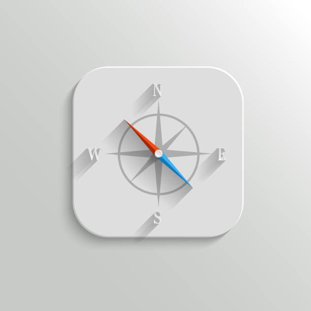 ilustrações de stock, clip art, desenhos animados e ícones de bússola ícone vector plana botão de app - drawing compass compass rose direction sea