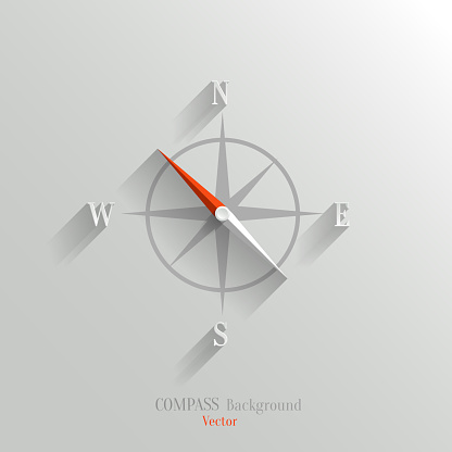 Abstract vector compass icon with shadow in flat style