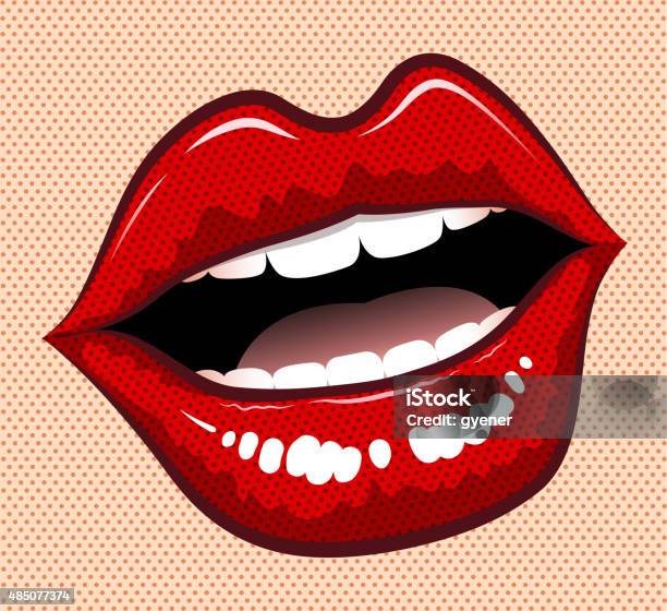 Red Women Lips Stock Illustration - Download Image Now - Human Lips, Red, Pop Art