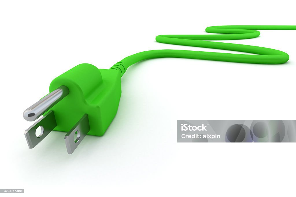 Green Electric Plug Green Electric Plug. Digitally Generated Image isolated on white background Electric Plug Stock Photo