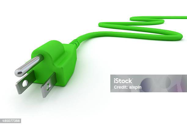 Green Electric Plug Stock Photo - Download Image Now - Electric Plug, Cable, Power Cable