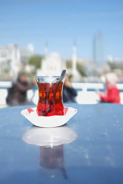 turkish tea on a ferry ride at Istanbul