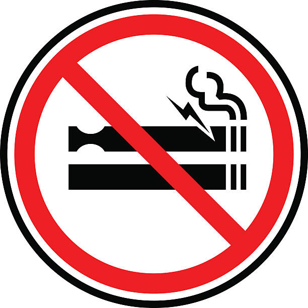 No Smoking Sign Icon Vector of NO Smoking Including Electronic Cigarettes Sign icon. EPS ai 10 file format. cigarette warning label stock illustrations