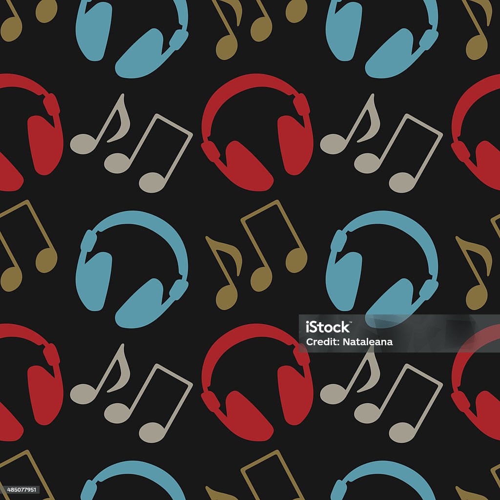 Seamless pattern with music notes and headphones Seamless pattern with music notes and headphones - vector artwork Drawing - Art Product stock vector