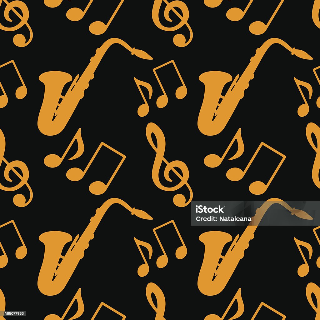 Seamless pattern with musical notes, treble clef, saxophone Seamless pattern with musical notes, treble clef, saxophone - vector artwork Abstract stock vector