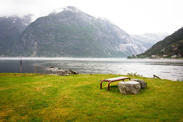 Green fjord stock photo