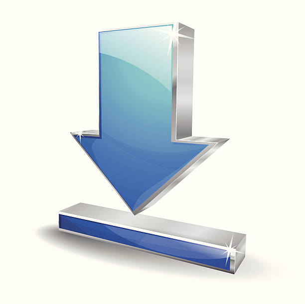 3 d glänzend blau pointer vektor-symbol - arrow sign pointer stick three dimensional shape computer graphic stock-grafiken, -clipart, -cartoons und -symbole