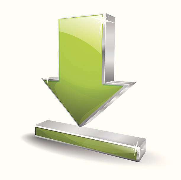 3 d glänzend grüne vektor-symbol pointer - arrow sign pointer stick three dimensional shape computer graphic stock-grafiken, -clipart, -cartoons und -symbole