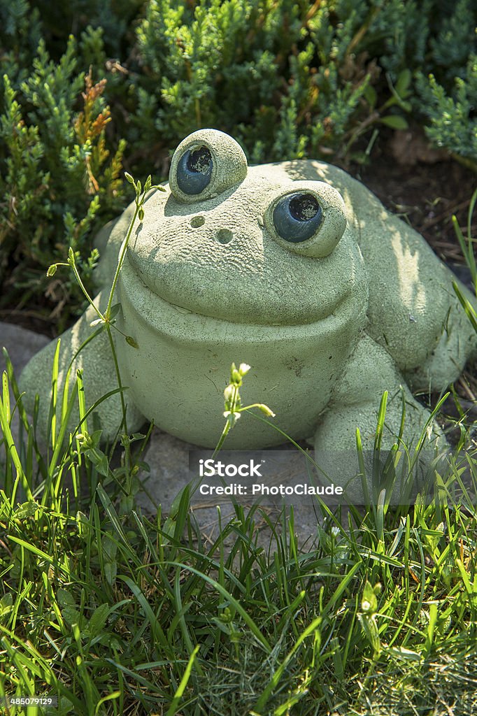 Frog on the lawn Statue of a frog Autumn Stock Photo