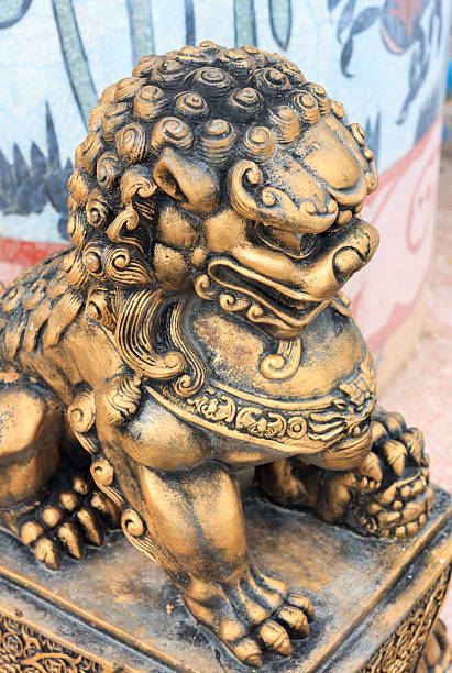 istock Lion sculpture at temple in thailand. 485081302