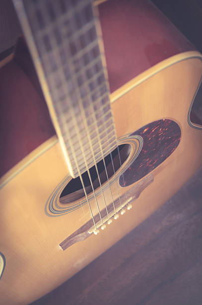 istock Vintage filter,vertical acoustic guitar 485081916