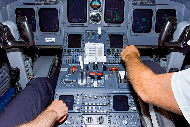 istock Cockpit of an airplane during a flight,pilot and copilot 485083082