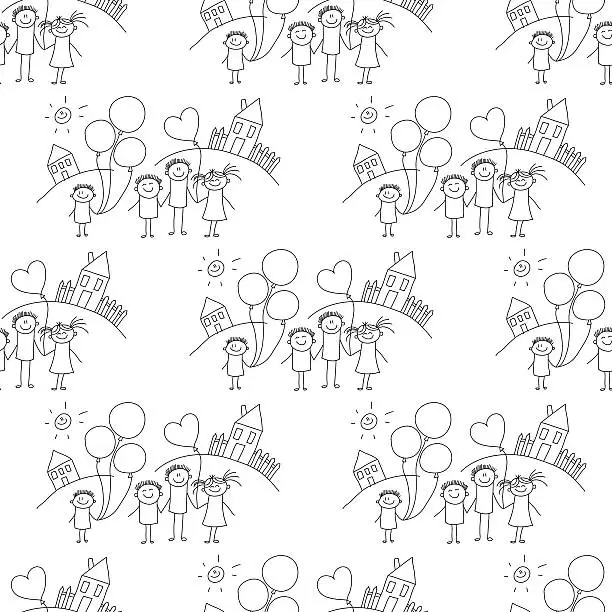 Vector illustration of Vector seamless pattern. Kids, school and education