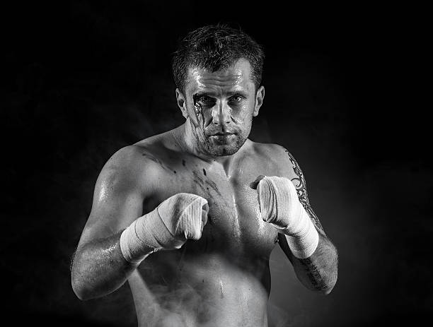 istock Portrait of aggressiv boxer in blood 485091320