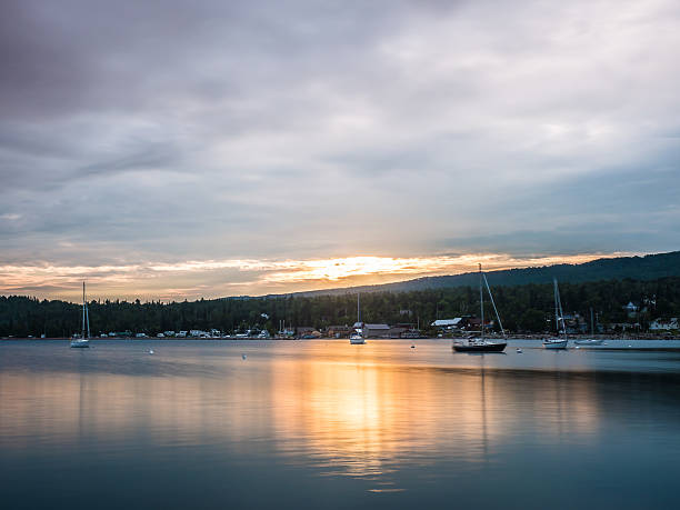 Sailboats On Grand Marais Harbor At Sunset