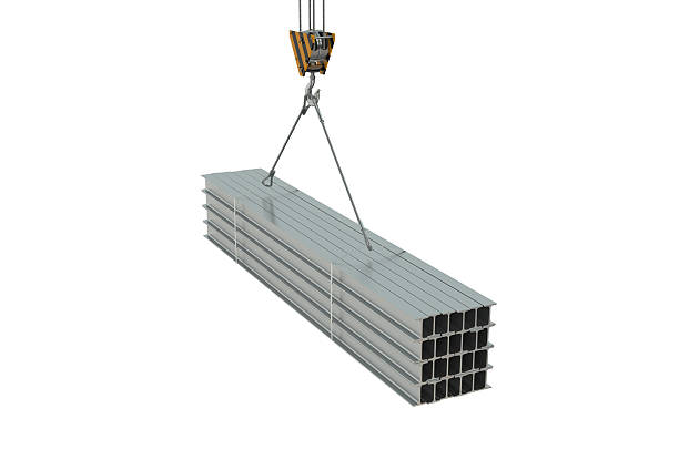 istock Crane hook with rolled metal H-beam 485091960