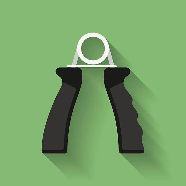 Vector illustration of Icon of hand grip exerciser or trainer. Flat style