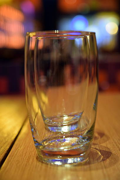 istock Glass on the wooden table in the Restaurant 485094594