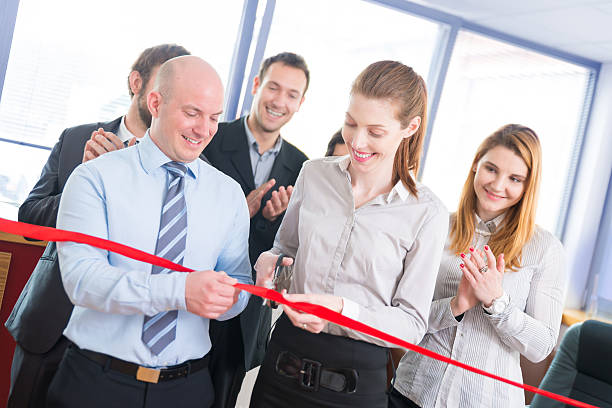 istock Opening ceremony with ribbon cutting 485094906