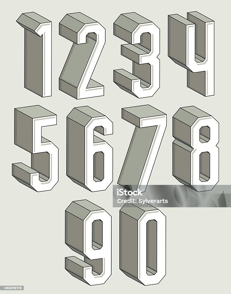 3d Numerals Math 3d Geometric Numbers Set Stock Illustration - Download Image Now - 2015 ...