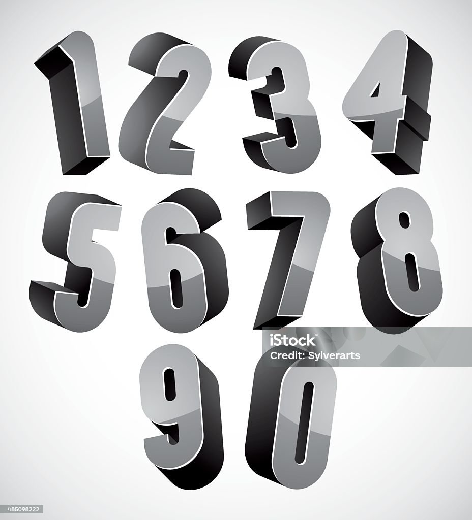 Simple 3d Number 3d Numbers Set Stock Illustration - Download Image Now - 2015, Abstract ...