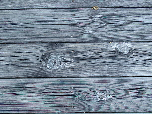 Gray Weathered, Rustic Boards on the Floor of a Deck stock photo