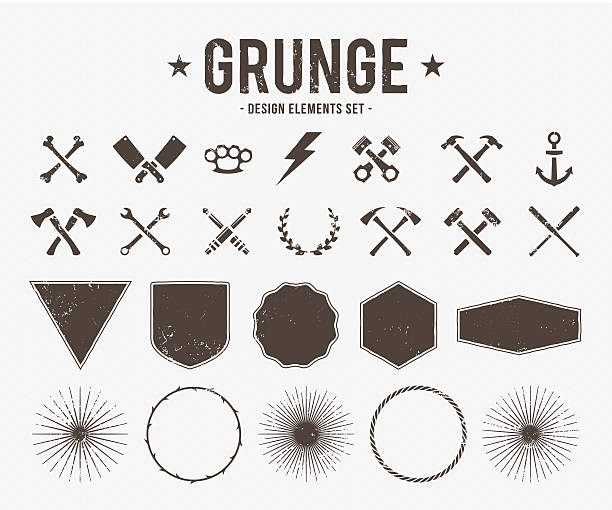 ilustraciones, imágenes clip art, dibujos animados e iconos de stock de elementos de diseño grunge - cruzar