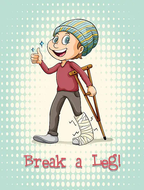 Vector illustration of English idiom break a leg