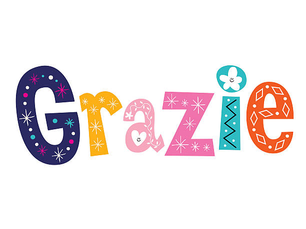 istock Grazie thank you thanks in Italian lettering design 485100298