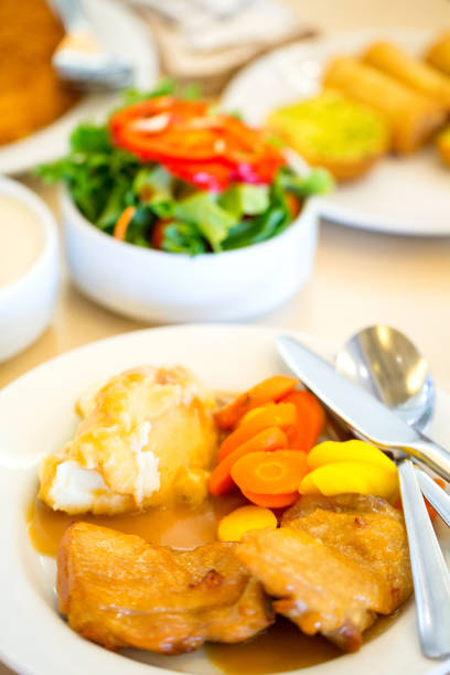 istock Chicken and potatoes food 485100898