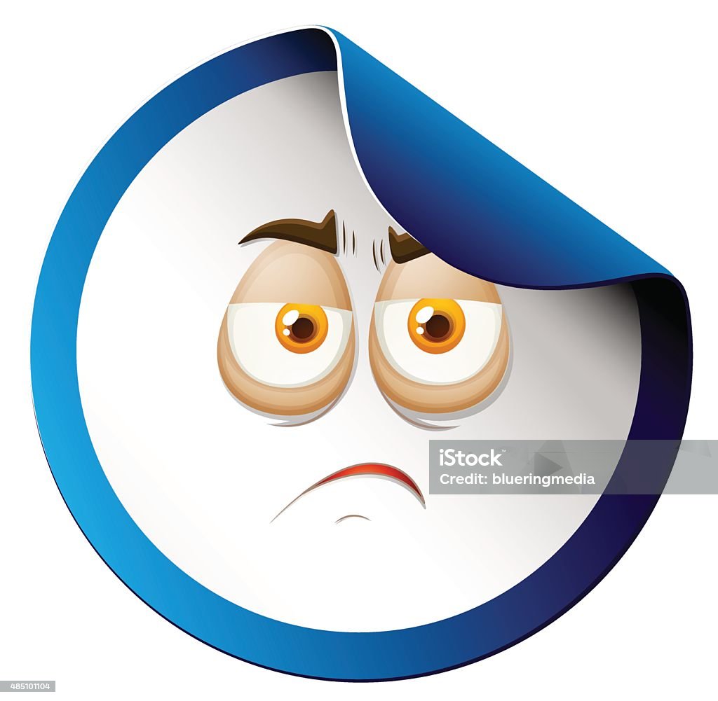 Sad Vector Sticker Sad Face On Sticker Stock Illustration - Download Image Now - 2015 ...