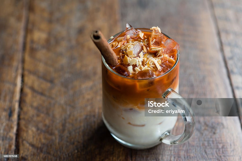 Thai Iced Tea with Almond Crush Chai Stock Photo